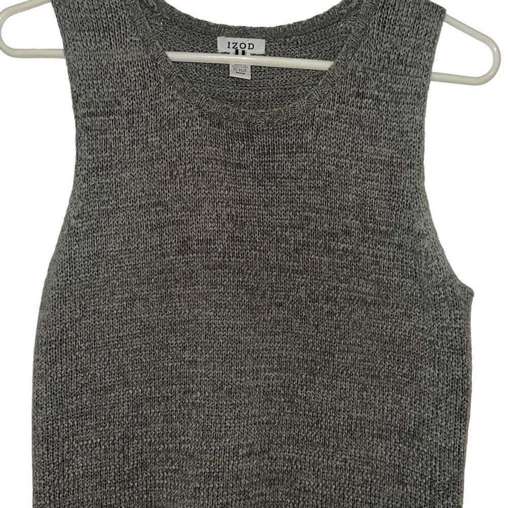IZOD Gray Scoop Neck Knit Sleeveless Sweater Vest Ladies Medium